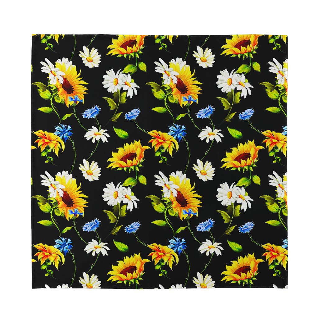 Sunflower Chamomile Pattern Print Silk Bandana