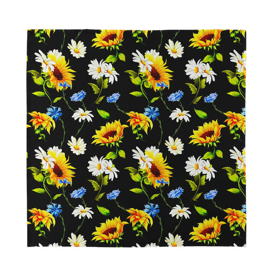 Sunflower Chamomile Pattern Print Silk Bandana