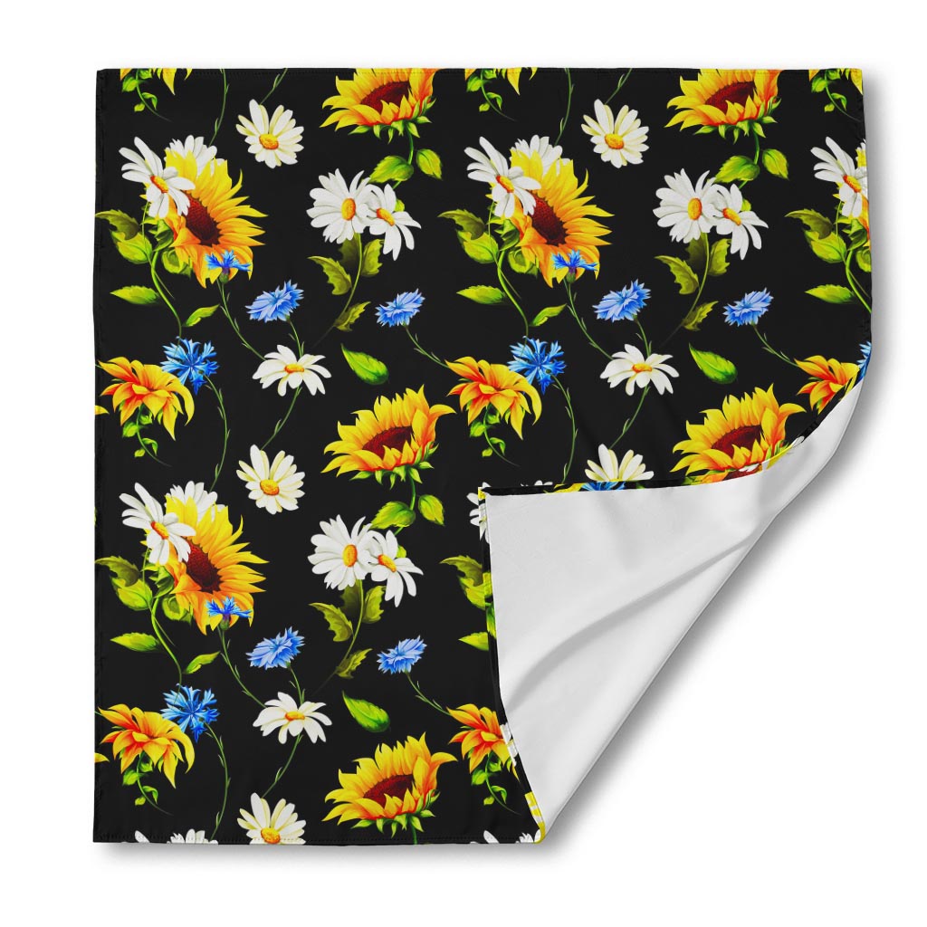 Sunflower Chamomile Pattern Print Silk Bandana