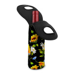 Sunflower Chamomile Pattern Print Single Neoprene Wine Tote