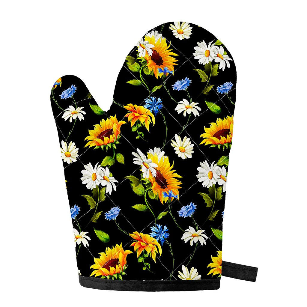 Sunflower Chamomile Pattern Print Single Oven Mitt