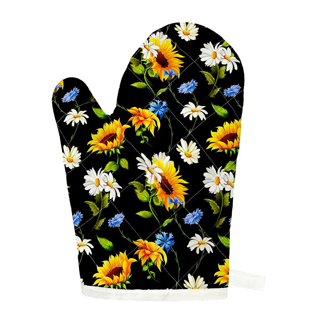 Sunflower Chamomile Pattern Print Single Oven Mitt
