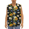 Sunflower Chamomile Pattern Print Sleeveless Baseball Jersey