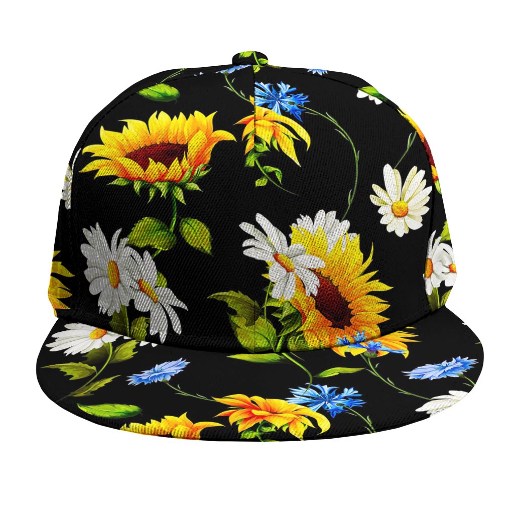 Sunflower Chamomile Pattern Print Snapback Cap