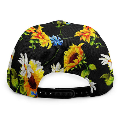 Sunflower Chamomile Pattern Print Snapback Cap