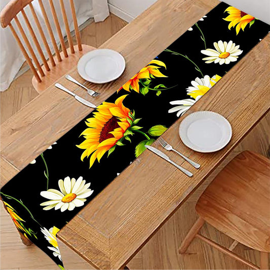 Sunflower Chamomile Pattern Print Table Runner