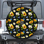 Sunflower Chamomile Pattern Print Tire Cover With Camera Hole
