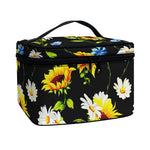 Sunflower Chamomile Pattern Print Travel Makeup Bag