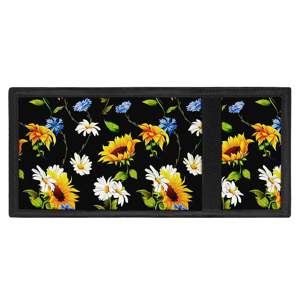 Sunflower Chamomile Pattern Print Trifold Wallet