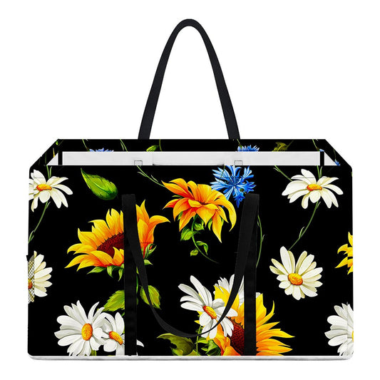 Sunflower Chamomile Pattern Print Utility Tote Bag