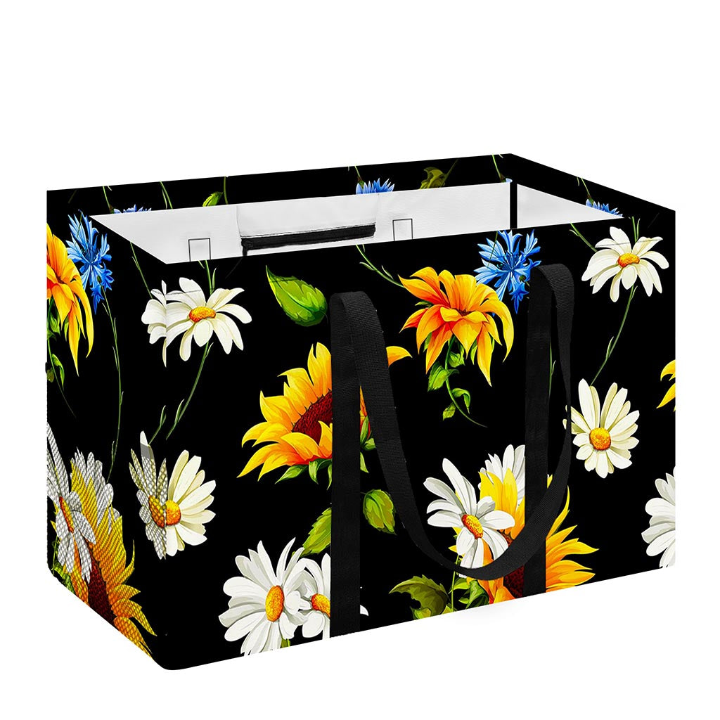 Sunflower Chamomile Pattern Print Utility Tote Bag