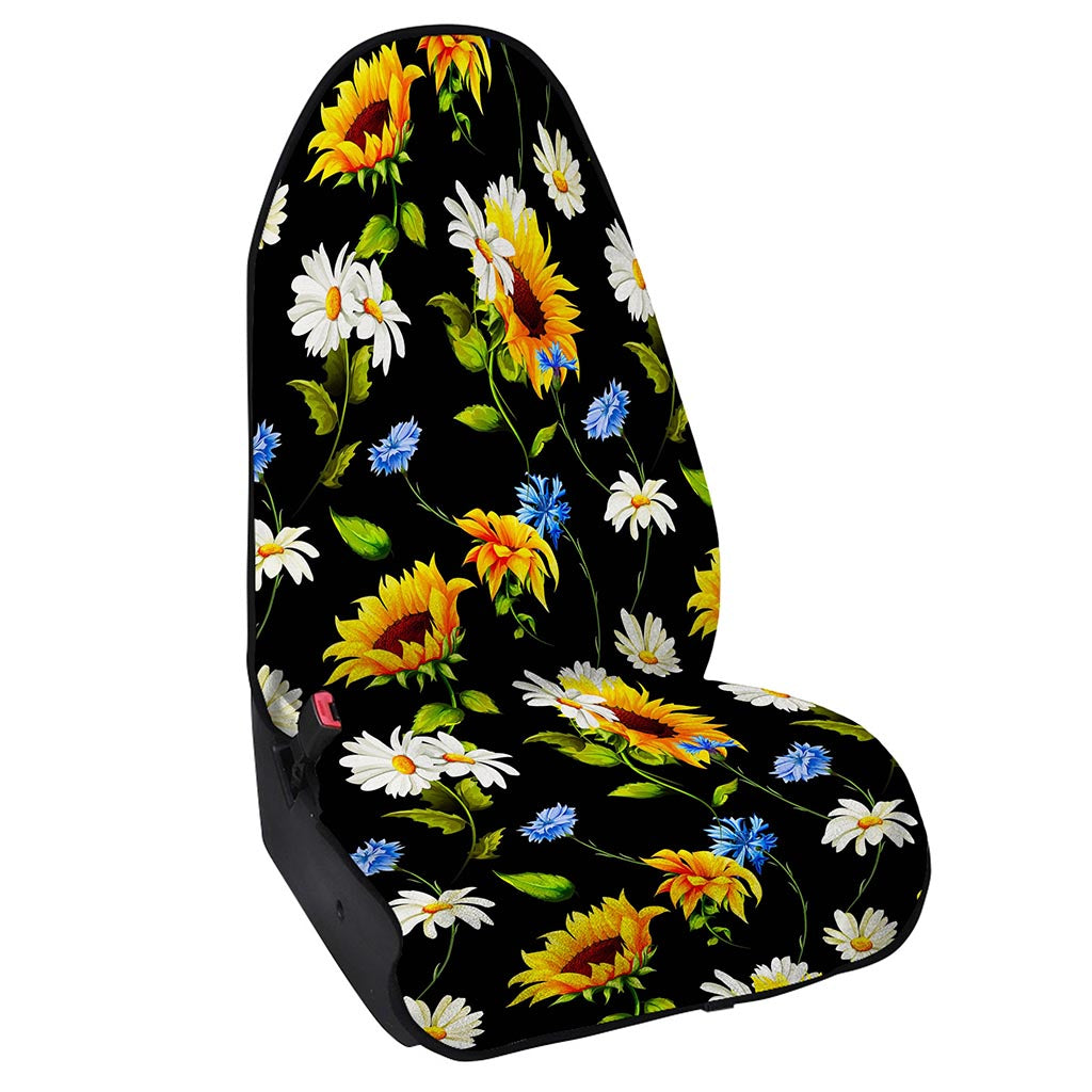 Sunflower Chamomile Pattern Print Waterproof Car Seat Cover
