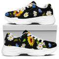 Sunflower Chamomile Pattern Print White Chunky Shoes