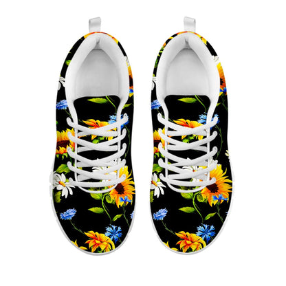 Sunflower Chamomile Pattern Print White Running Shoes