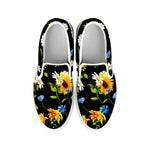 Sunflower Chamomile Pattern Print White Slip On Sneakers