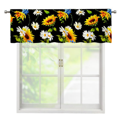 Sunflower Chamomile Pattern Print Window Valance