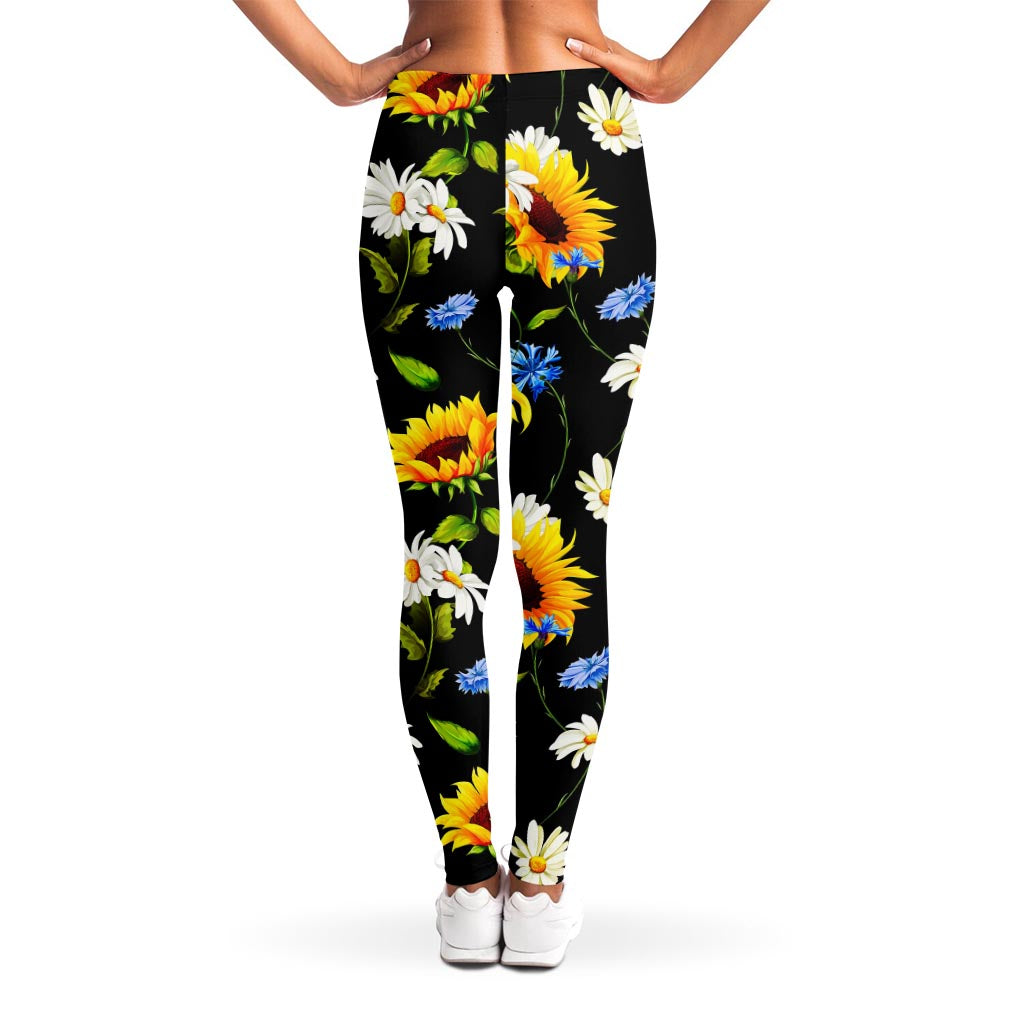 Sunflower Chamomile Pattern Print Women's Leggings