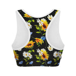 Sunflower Chamomile Pattern Print Women's Sports Bra