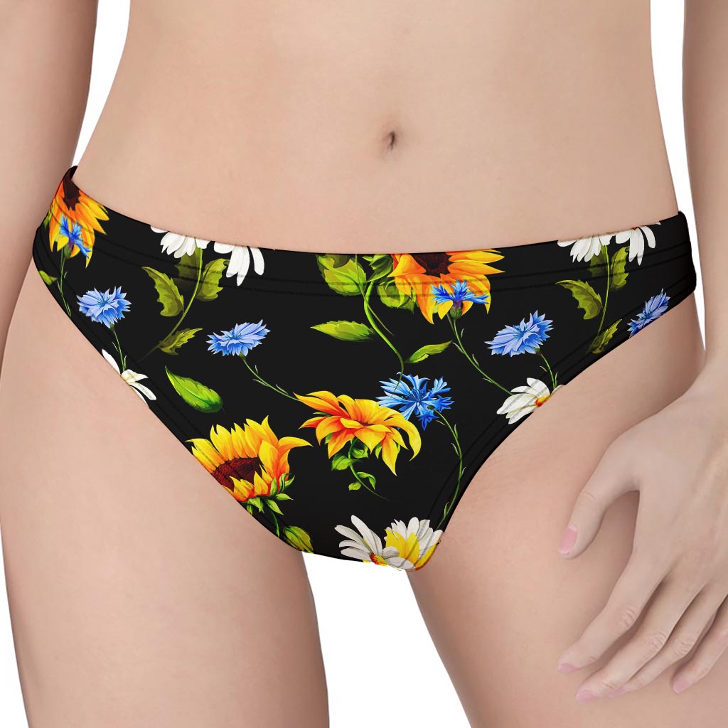 Sunflower Chamomile Pattern Print Women's Thong