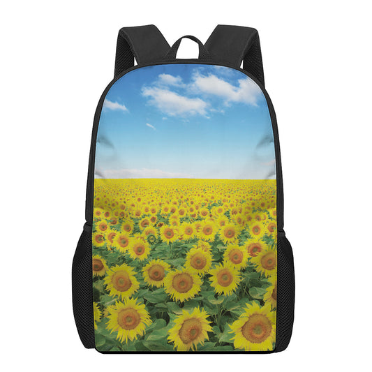 Sunflower Field Print 17 Inch Backpack