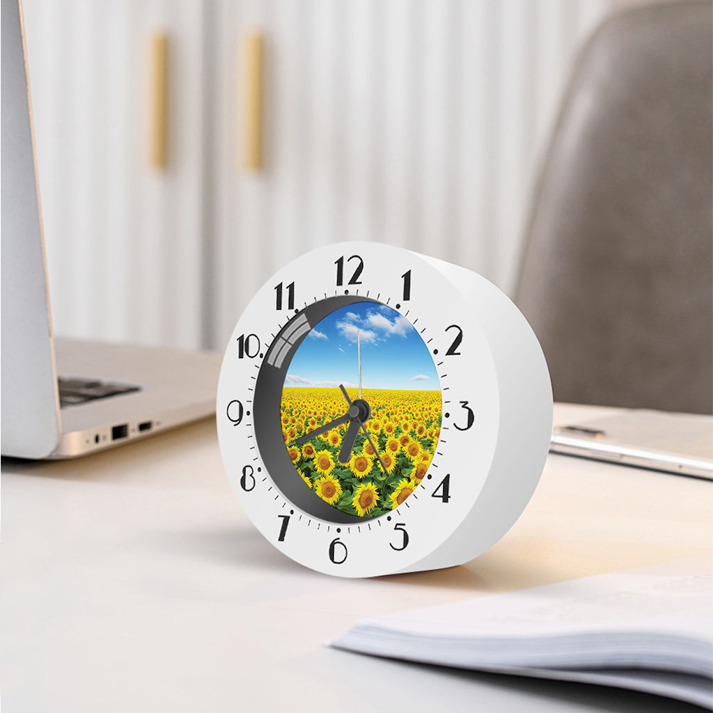 Sunflower Field Print Alarm Clock