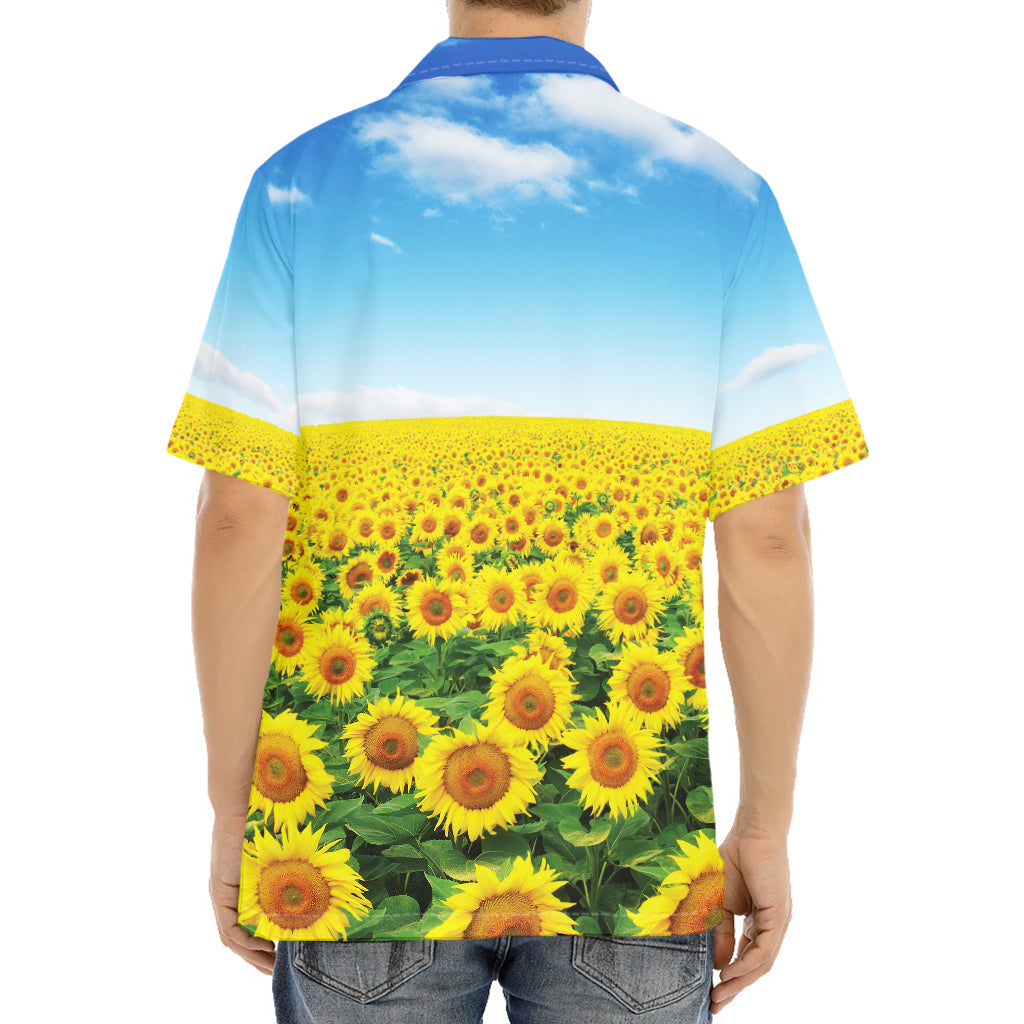 Sunflower Field Print Aloha Shirt