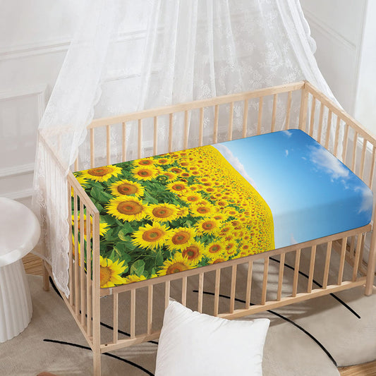 Sunflower Field Print Baby Crib Sheet