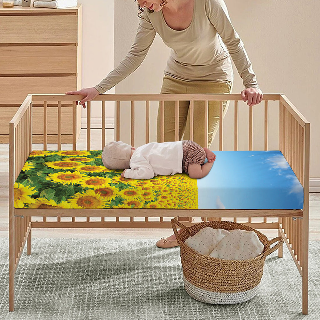 Sunflower Field Print Baby Crib Sheet