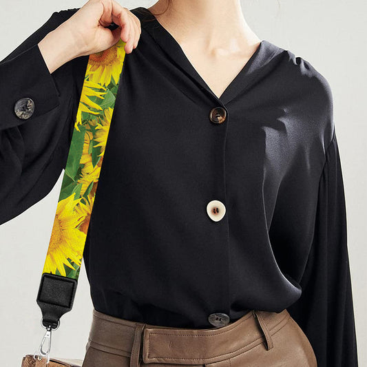 Sunflower Field Print Bag Strap