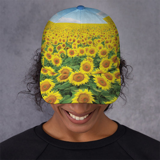 Sunflower Field Print Baseball Cap