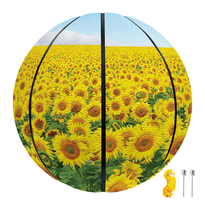 Sunflower Field Print Basketball