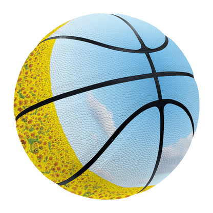 Sunflower Field Print Basketball