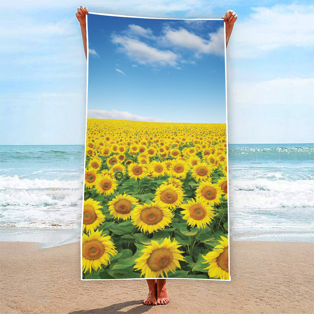 Sunflower Field Print Beach Towel