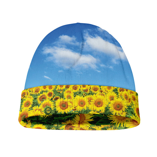 Sunflower Field Print Beanie