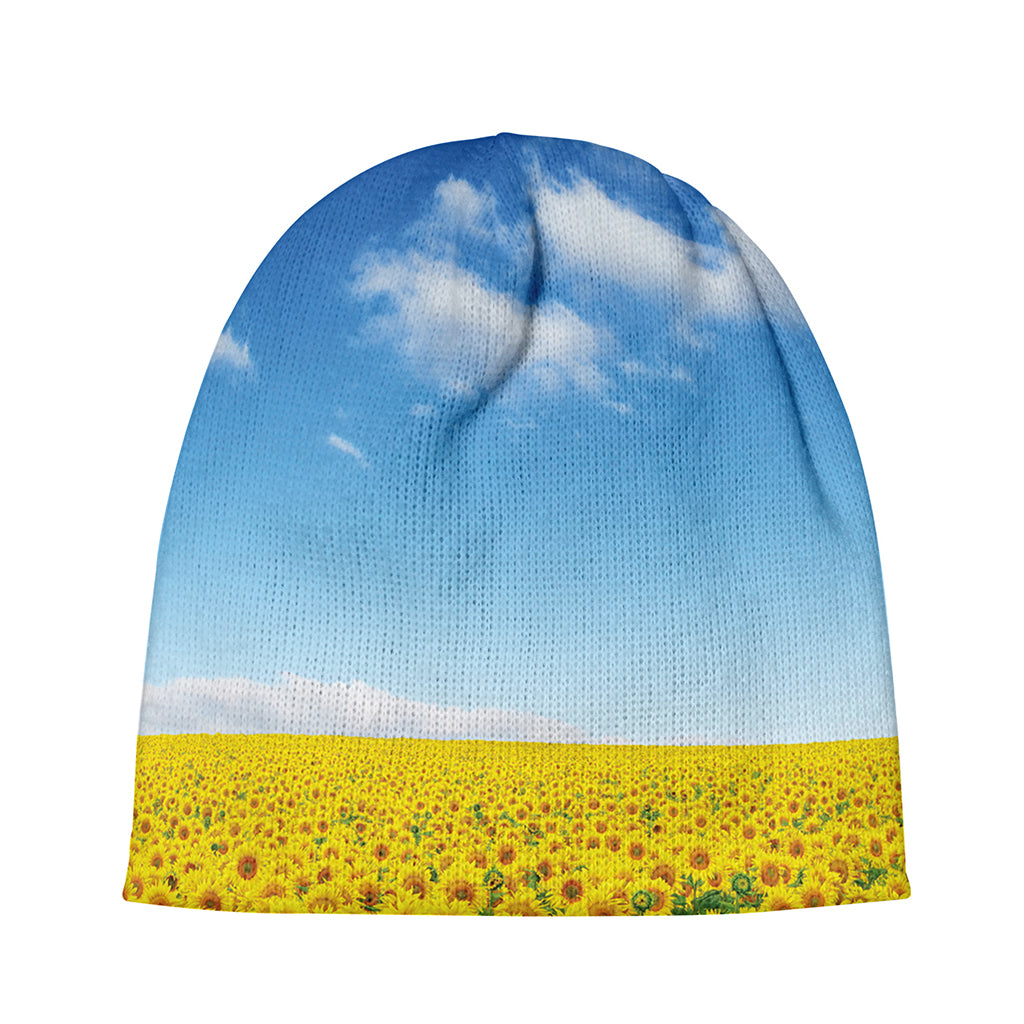 Sunflower Field Print Beanie