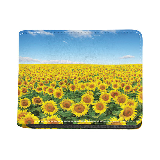 Sunflower Field Print Bifold Wallet