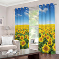 Sunflower Field Print Dimout Grommet Curtains