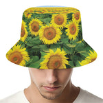 Sunflower Field Print Bucket Hat