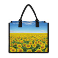 Sunflower Field Print Canvas Tote Bag