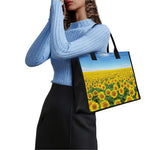 Sunflower Field Print Canvas Tote Bag