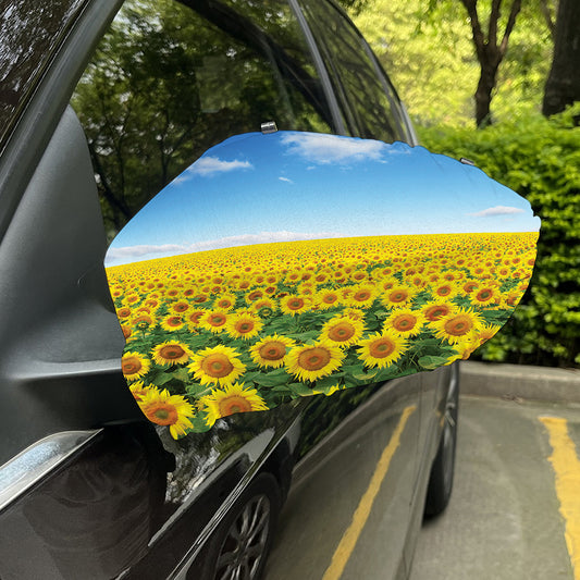 Sunflower Field Print Car Side Mirror Covers