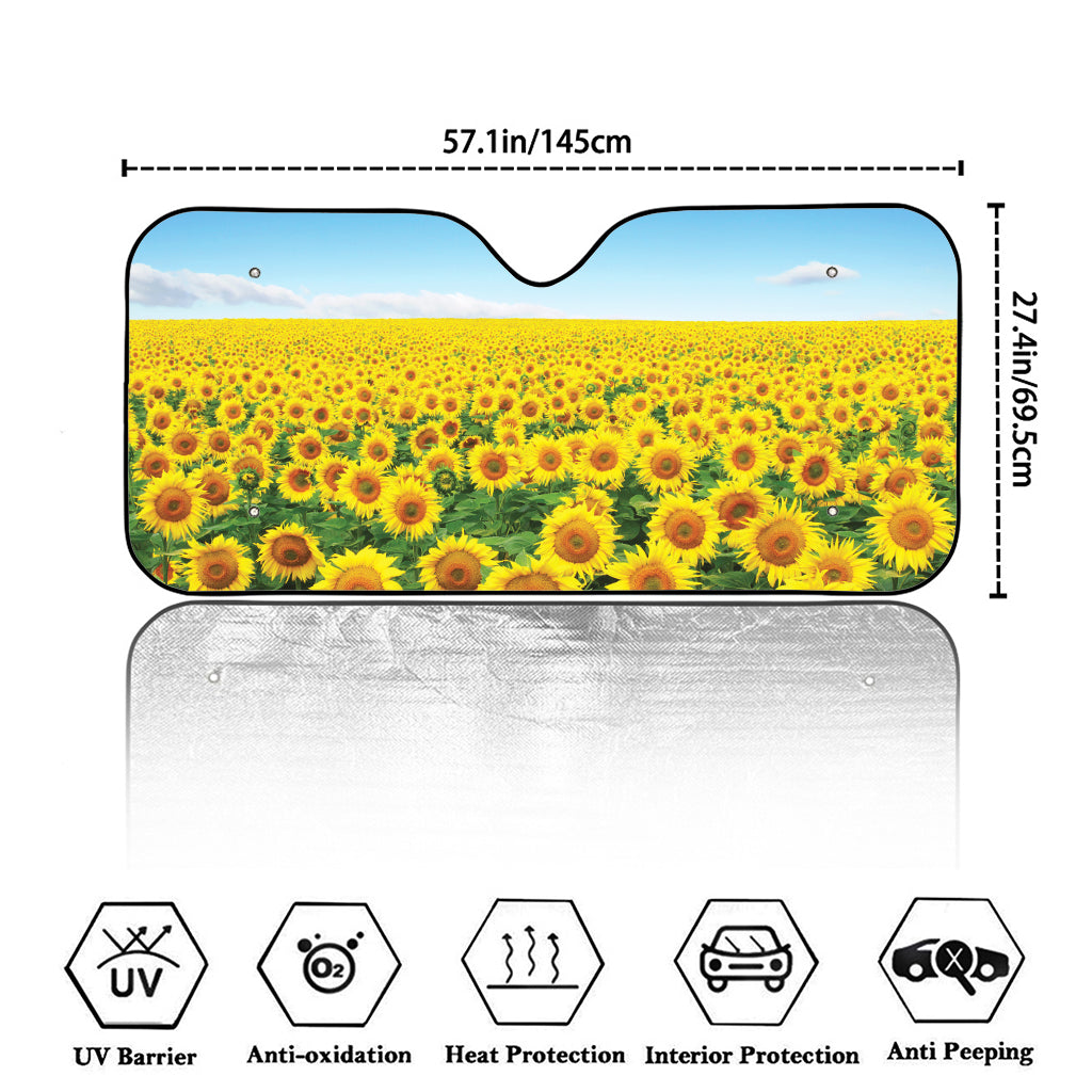 Sunflower Field Print Car Windshield Sun Shade