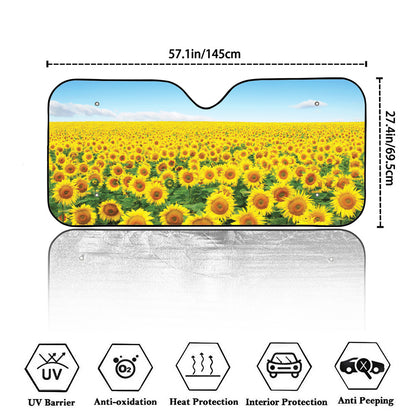 Sunflower Field Print Car Windshield Sun Shade