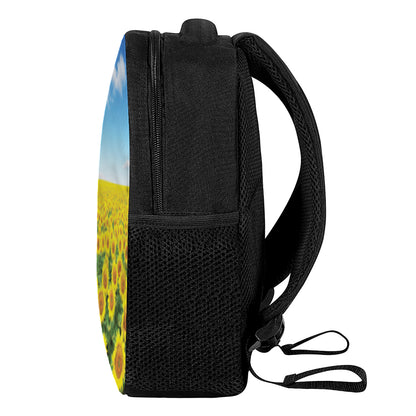 Sunflower Field Print Casual Backpack