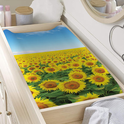 Sunflower Field Print Changing Pad Cover