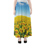 Sunflower Field Print Chiffon Maxi Skirt