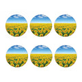 Sunflower Field Print Coaster Set
