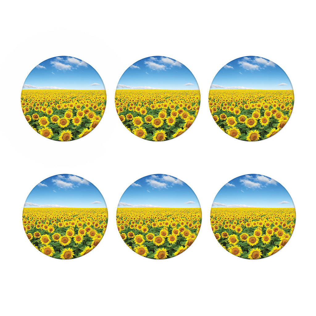 Sunflower Field Print Coaster Set