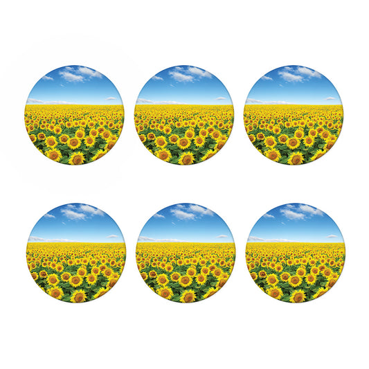 Sunflower Field Print Coaster Set