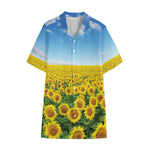Sunflower Field Print Cotton Hawaiian Shirt
